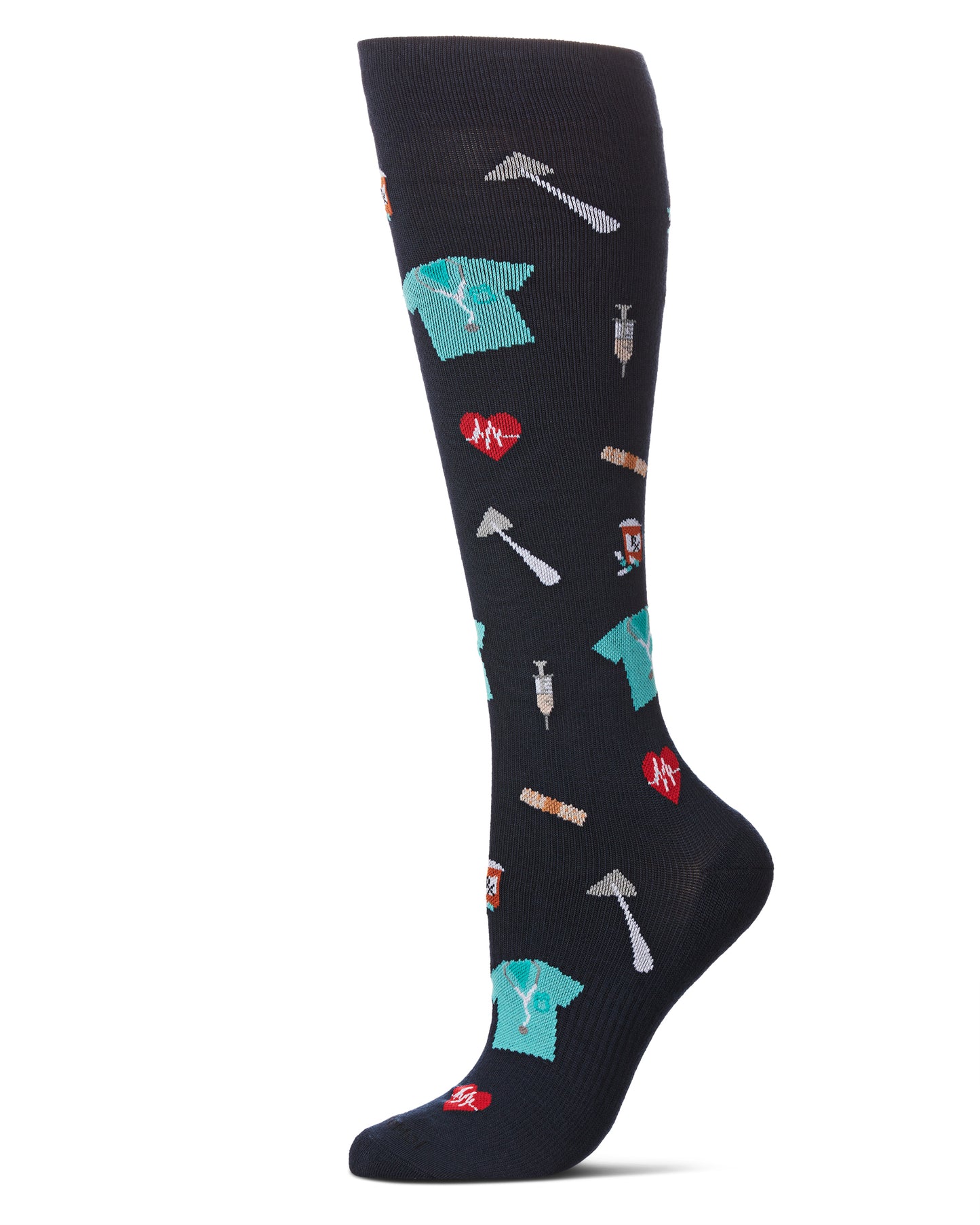 Women's Medical Themed Bamboo Blend 8-15 MMHG Graduated Compression Socks : Color: Navy