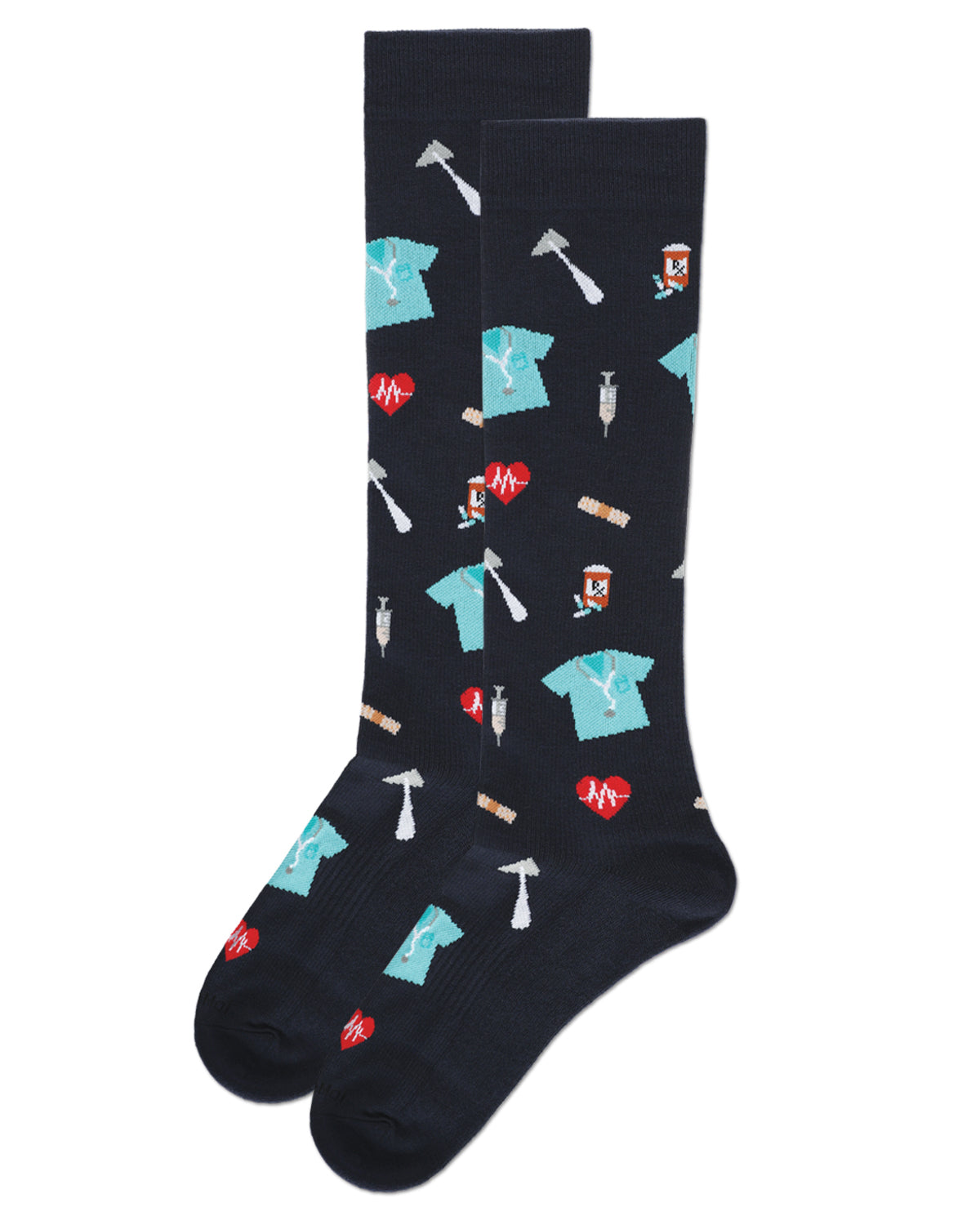 Women's Medical Themed Bamboo Blend 8-15 MMHG Graduated Compression Socks : Color: Navy