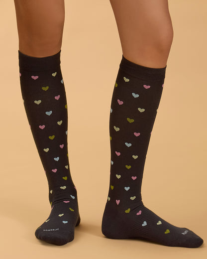 Women's Multicolor Hearts Bamboo Blend 8-15MMHG Graduated Compression Socks