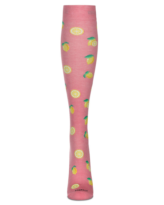 Women's Lemons Bamboo Blend 8-15MMHG Graduated Compression Socks : Color: Pink