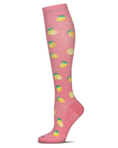 Women's Lemons Bamboo Blend 8-15MMHG Graduated Compression Socks : Color: Pink