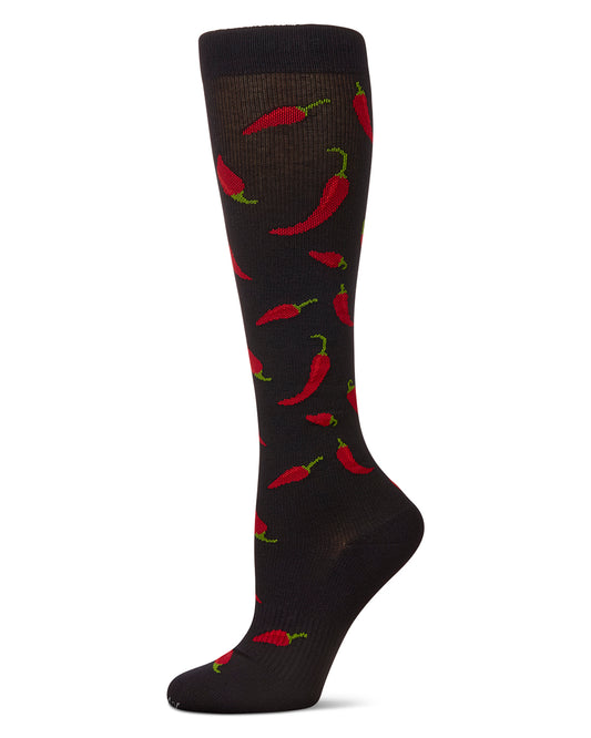Chili Pepper 8-15 mmHg Graduated Bamboo Compression Socks : Color: Black