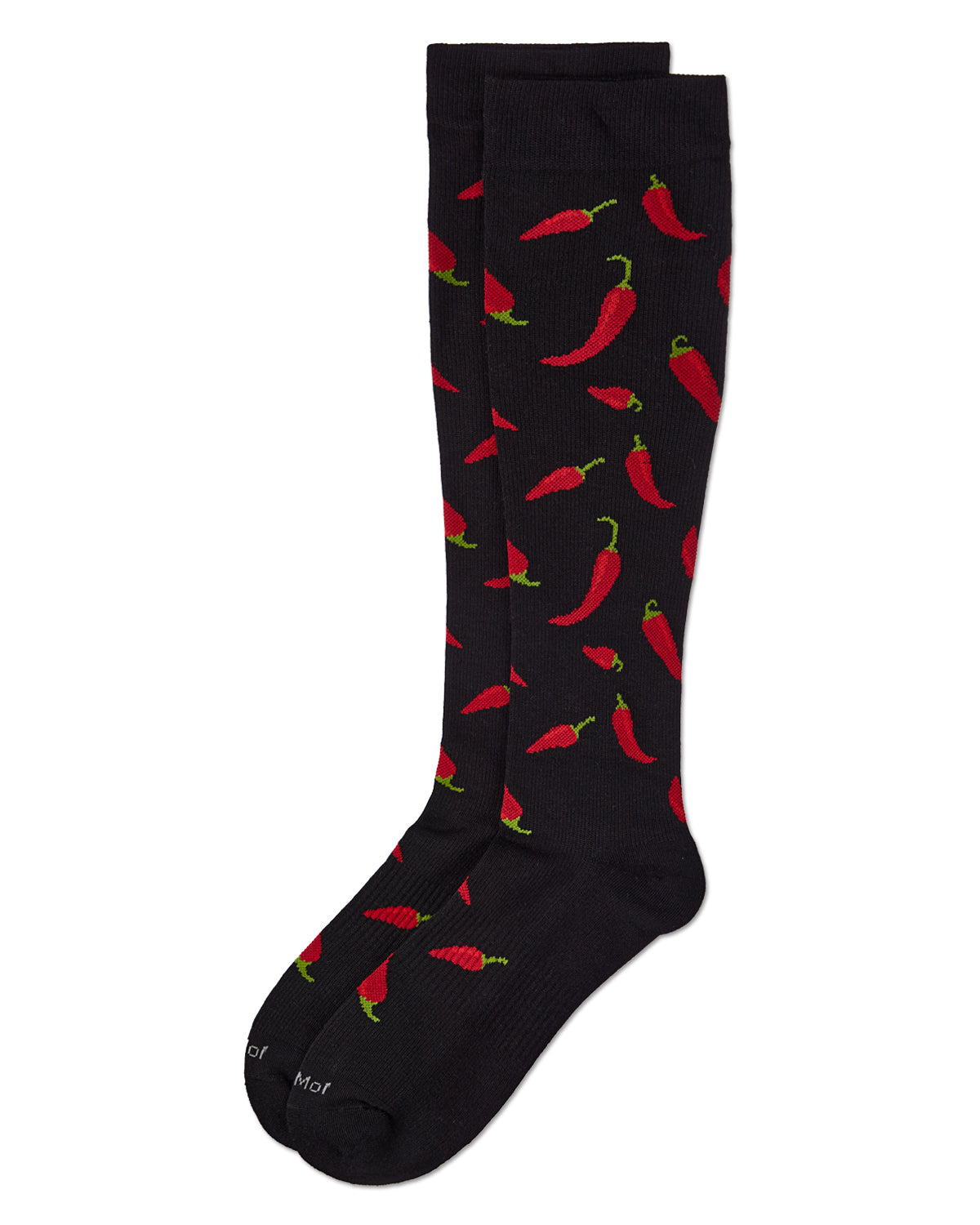 Chili Pepper 8-15 mmHg Graduated Bamboo Compression Socks : Color: Black