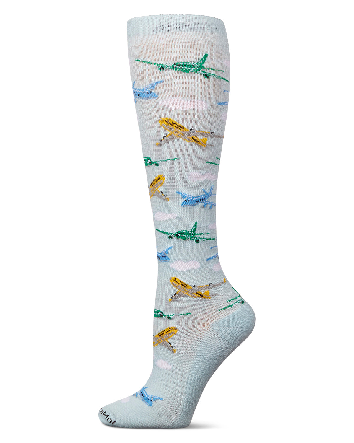 Airplanes 8-15 mmHg Graduated Bamboo Compression Socks : Color: Light Blue