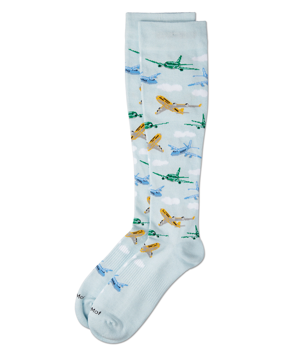 Airplanes 8-15 mmHg Graduated Bamboo Compression Socks : Color: Light Blue