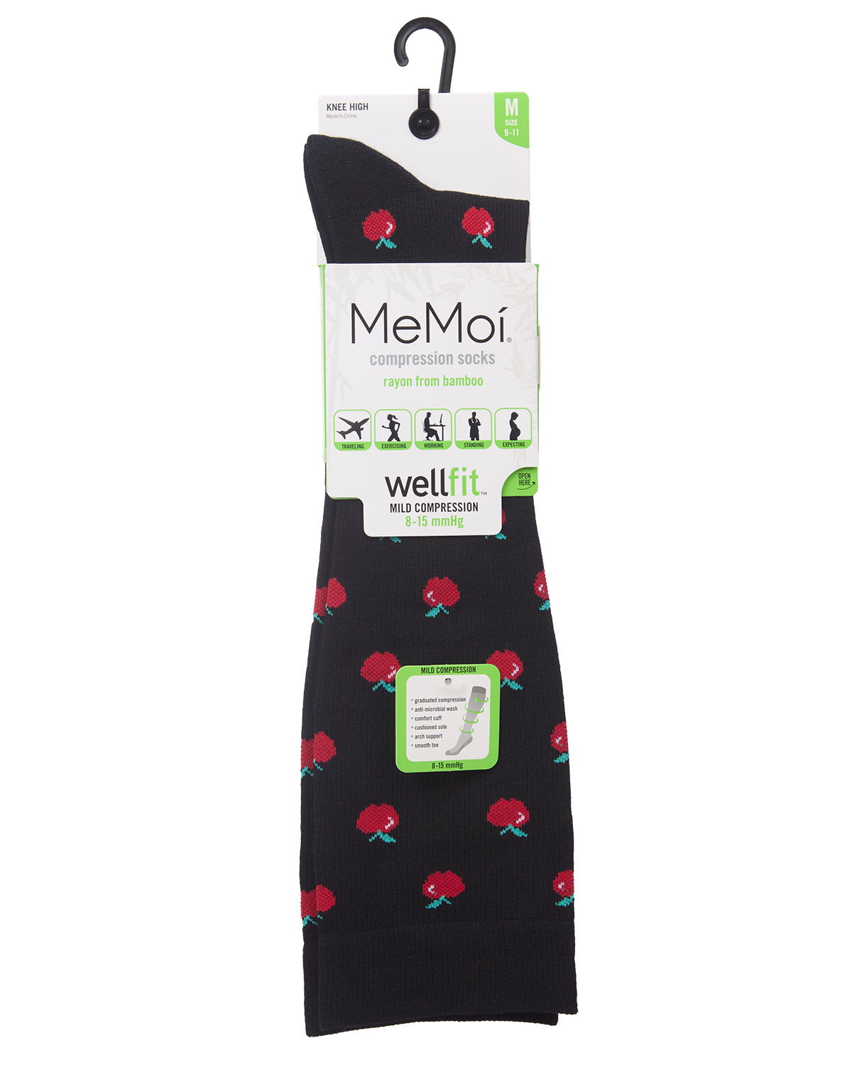 Apples 8-15 mmhm Graduated Bamboo Compression Socks : Color: Black