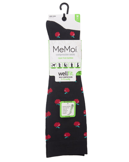 Apples 8-15 mmhm Graduated Bamboo Compression Socks : Color: Black