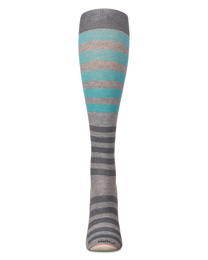 Multi Stripes 8-15 mmHg Graduated Bamboo Compression Socks : Color: Medium Gray