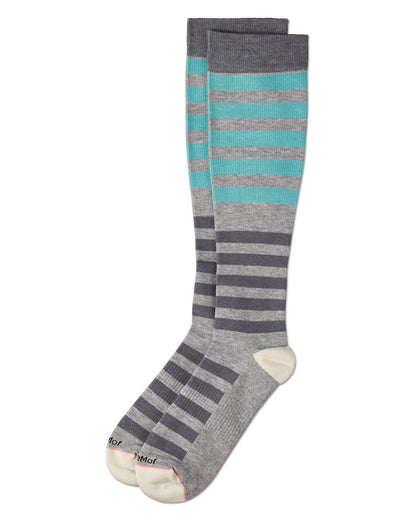 Multi Stripes 8-15 mmHg Graduated Bamboo Compression Socks : Color: Medium Gray