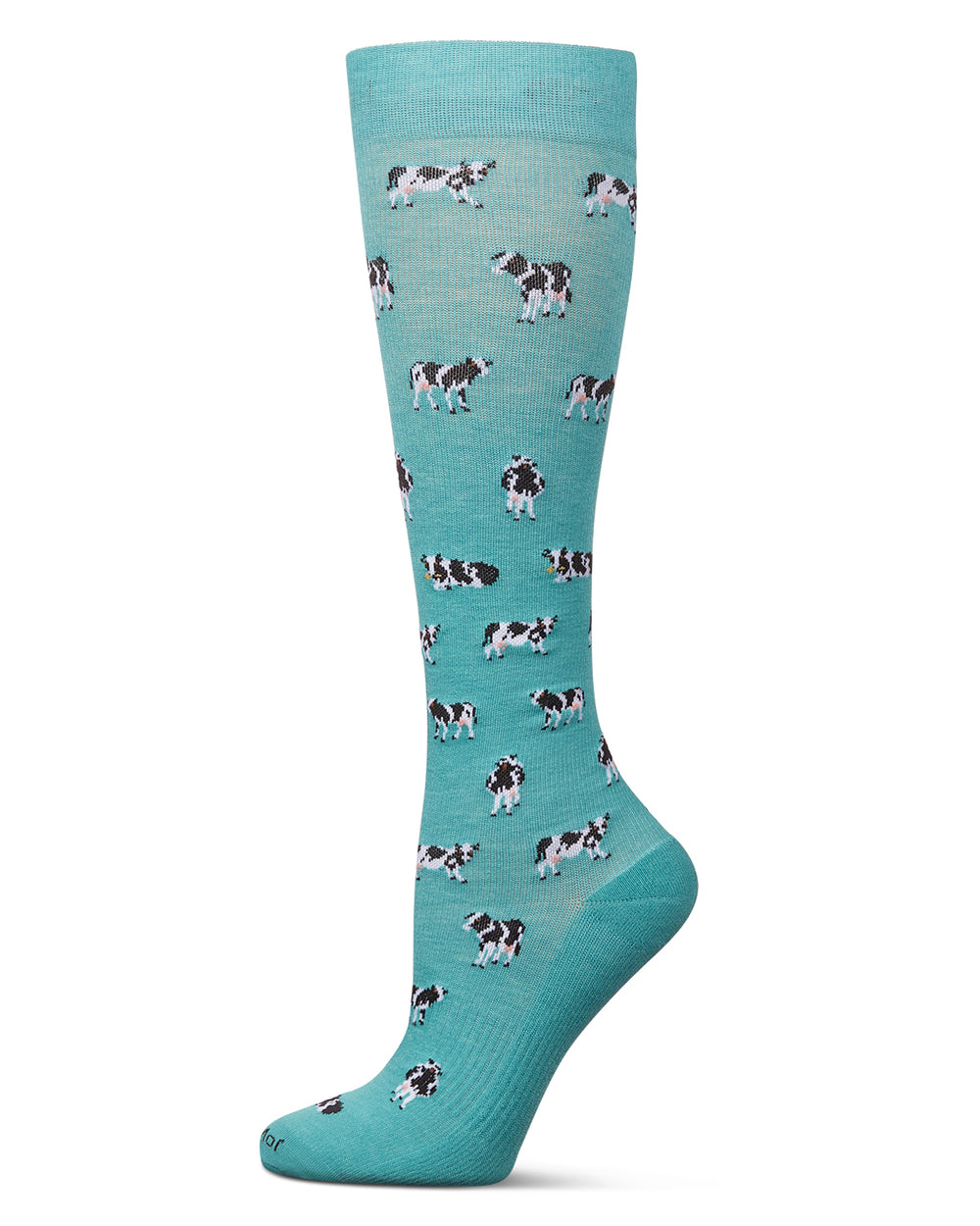 Cows 8-15 mmHg Graduated Bamboo Compression Socks : Color: Teal