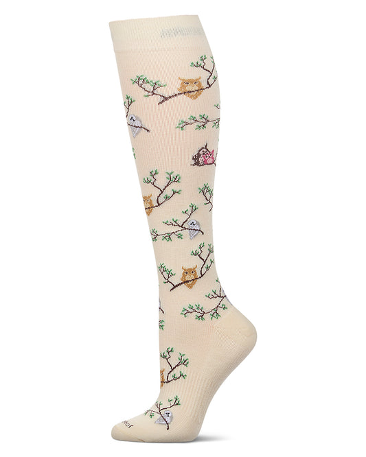 Women's "Owls" Rayon-Blend Mild Compression (8-15 mmHg) Knee High Sock