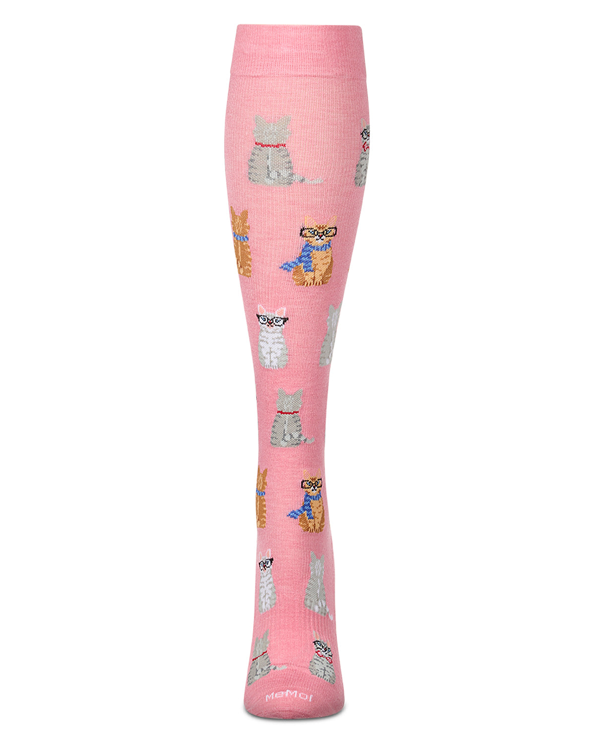 Women's "Studious Cats" Rayon-Blend Knee High Mild Compression Sock (8-15 mmHg)