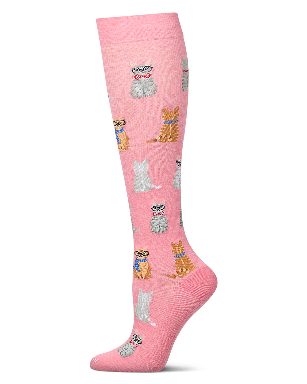 Women's "Studious Cats" Rayon Knee High Compression Sock (8-15 mmHg)