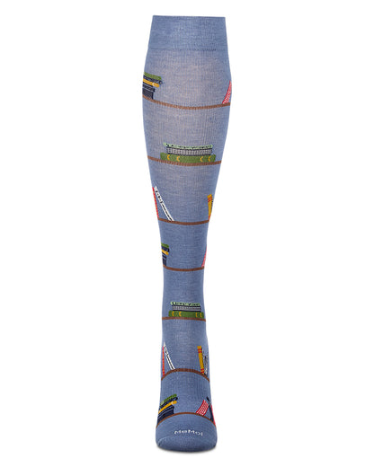 Women's "Bookshelf" Rayon-Blend Knee High Compression Sock (8-15 mmHg)