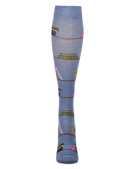 Women's "Bookshelf" Rayon-Blend Knee High Compression Sock (8-15 mmHg)