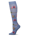 Women's "Bookshelf" Rayon-Blend Knee High Compression Sock (8-15 mmHg)