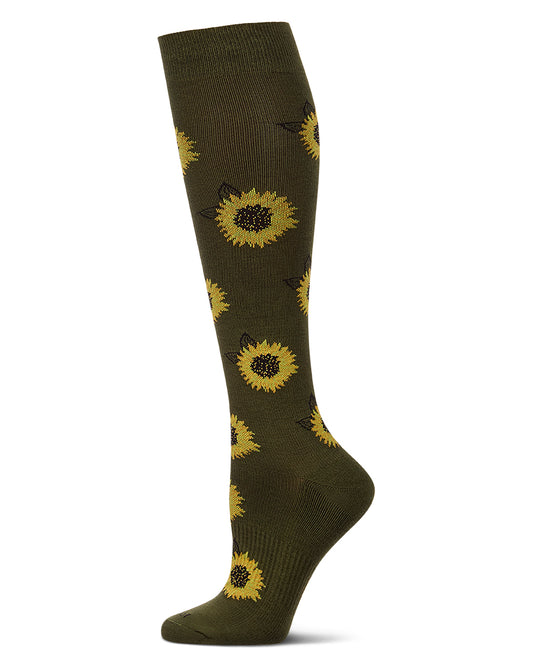 Women's "Sunflower" Rayon-Blend Knee High Compression Sock (8-15 mmHg)