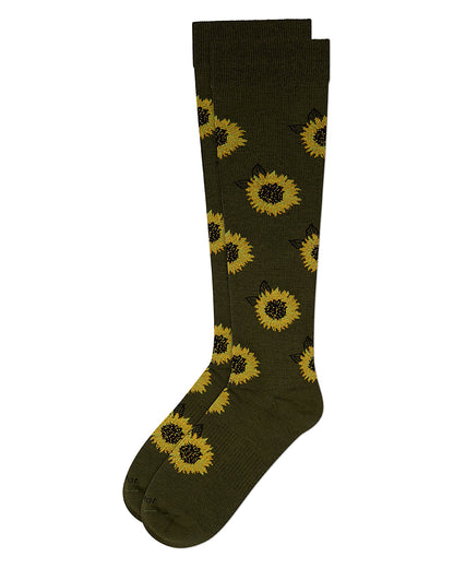 Women's "Sunflower" Rayon-Blend Knee High Compression Sock (8-15 mmHg)