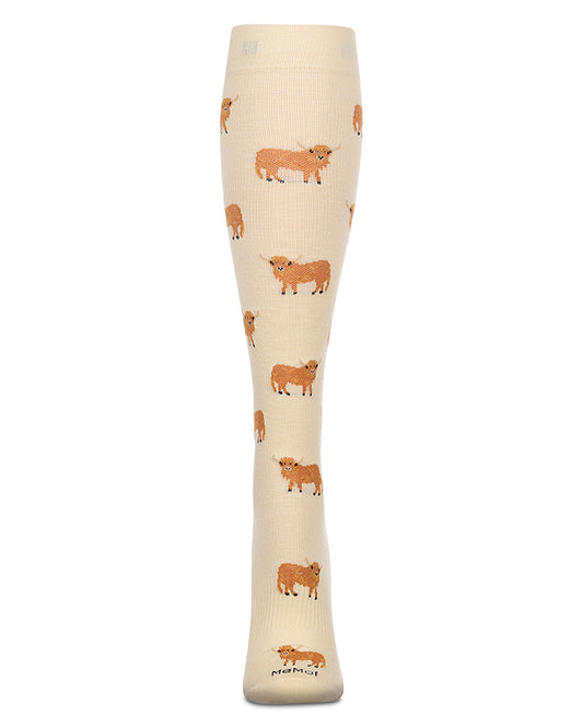Women's "Highland Cows" Rayon-Blend Compression Knee Sock (8-15 mmHg)