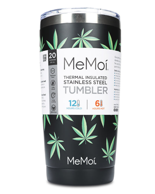Thermal Insulated Stainless Steel Weed 20 Oz Coffee Tumbler : Color: Black