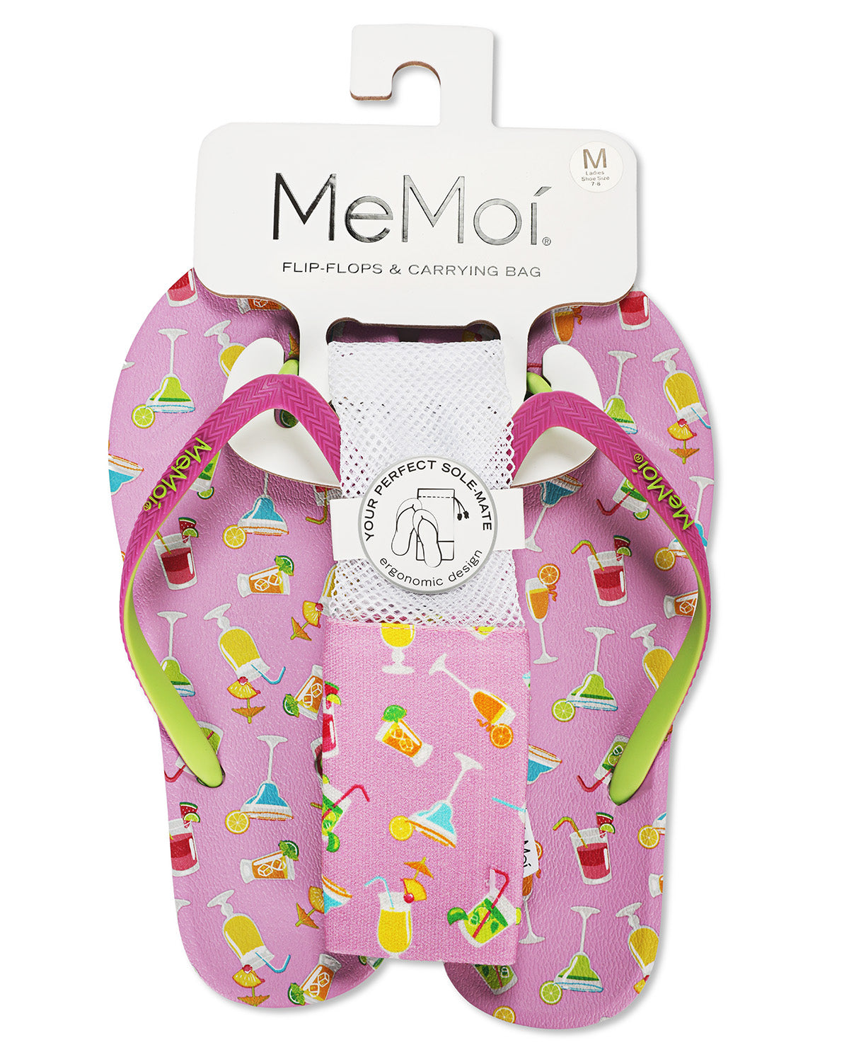 Women's Drinks Flip Flops & Mesh Bag Set : Color: Lavender