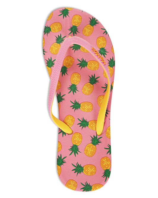 Women's Pineapple Flip Flops & Mesh Bag Set : Color: Confetti Pink