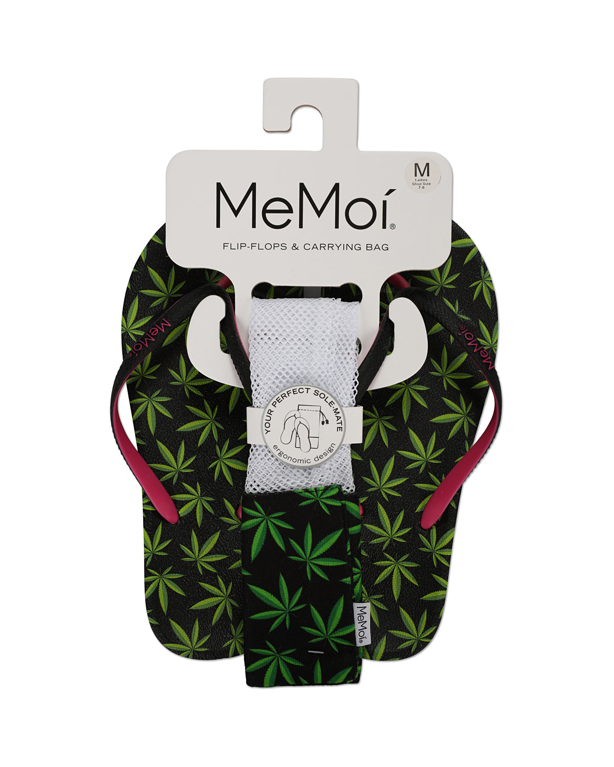 Women's Weed Flip Flops & Mesh Bag Set : Color: Black