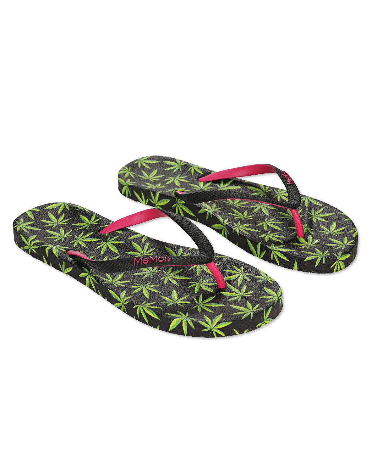 Women's Weed Flip Flops & Mesh Bag Set : Color: Black