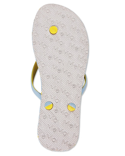 Women's Daisy & Bees Flip Flops & Mesh Bag Set : Color: Light Blue