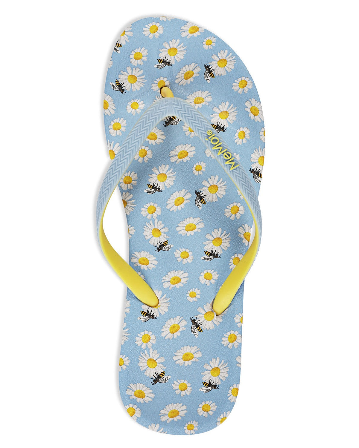 Women's Daisy & Bees Flip Flops & Mesh Bag Set : Color: Light Blue