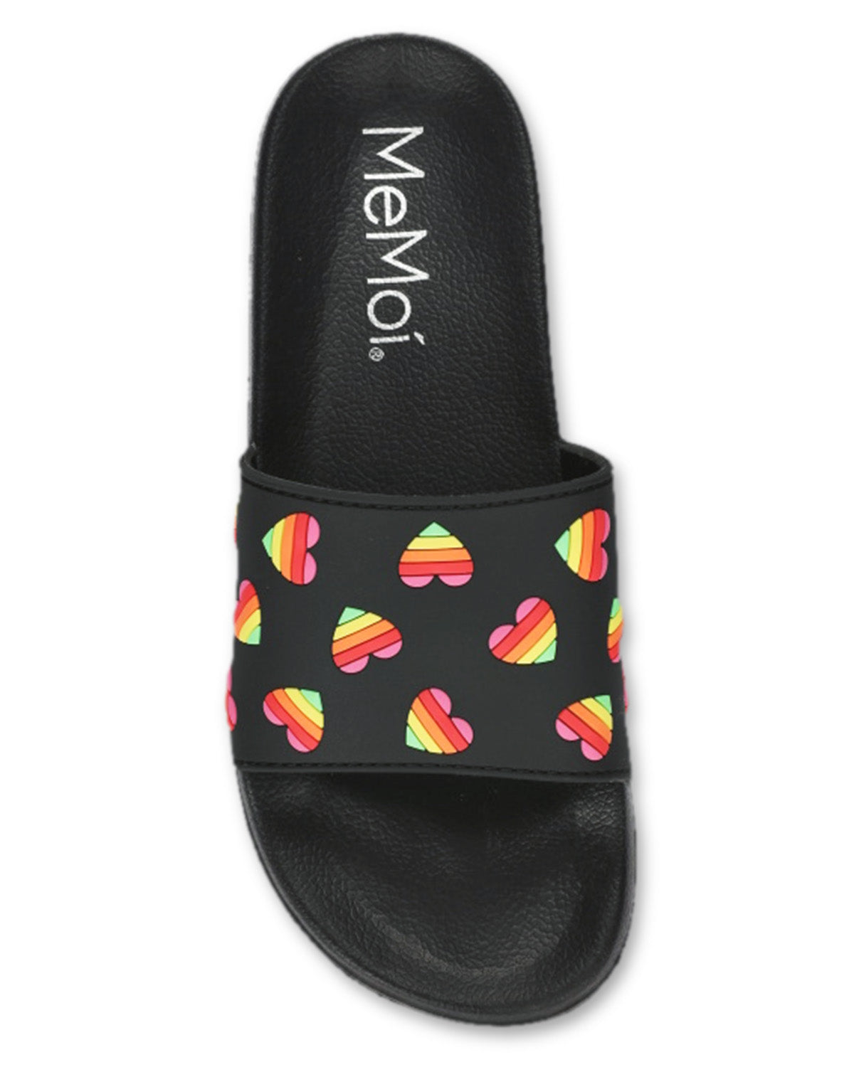 Women's Rainbow Heart Lightweight Slides : Color: Black
