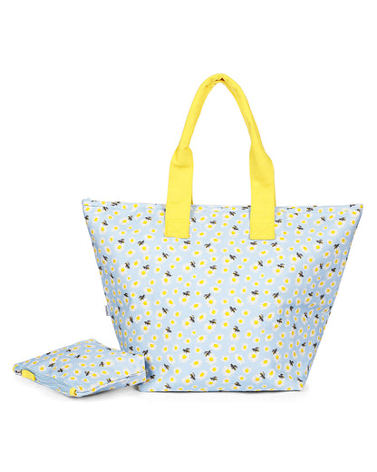 Daisy and Bees Makeup and Tote Bag Set : Color: Light Blue