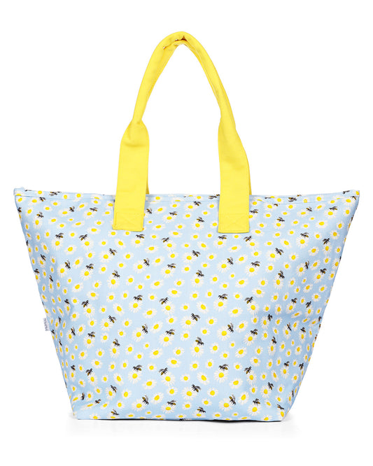 Daisy and Bees Makeup and Tote Bag Set : Color: Light Blue