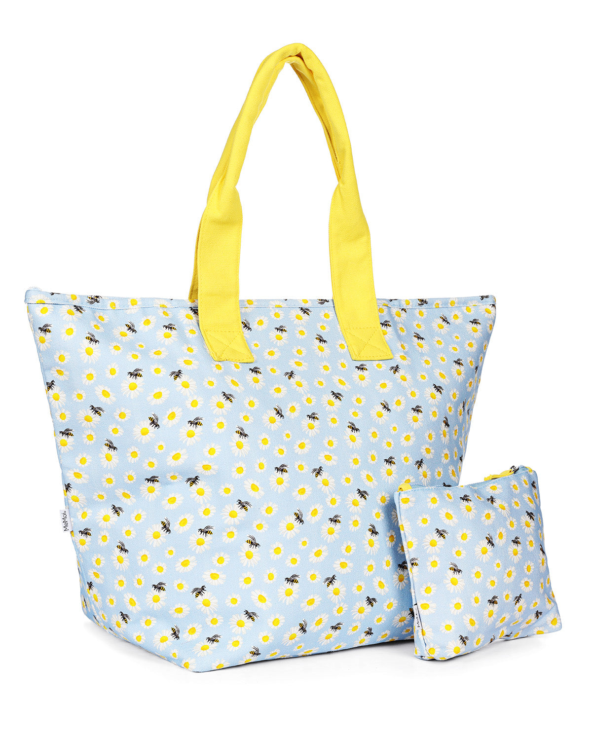 Daisy and Bees Makeup and Tote Bag Set : Color: Light Blue