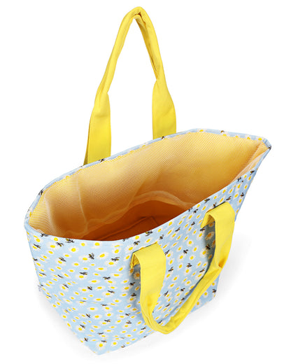 Daisy and Bees Makeup and Tote Bag Set : Color: Light Blue