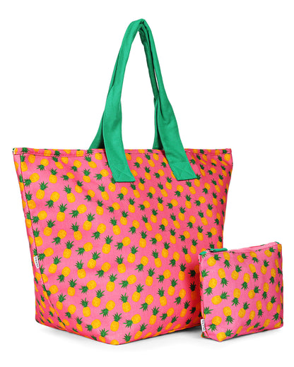 Pineapple Makeup and Tote Bag Set : Color: Confetti Pink
