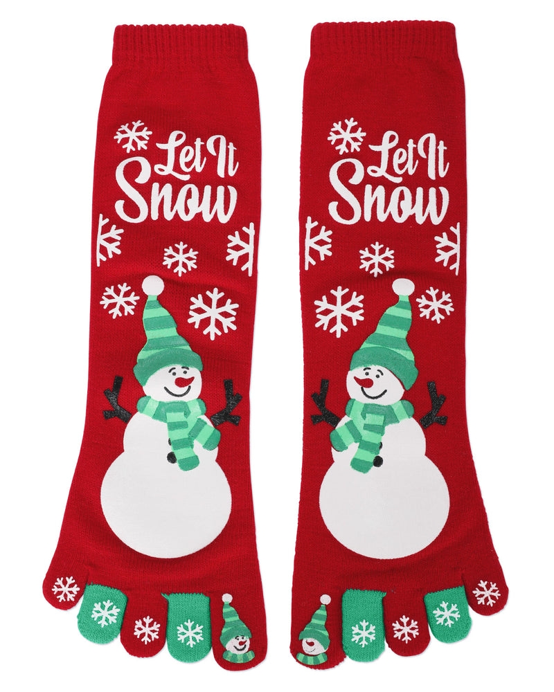 Festive Let It Snow Non-Skid Toe Socks