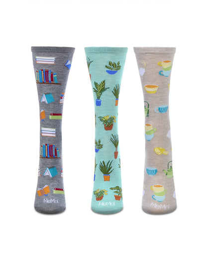 Booktrovert 3 Pack Gift Set Crew Socks : Color: Multi