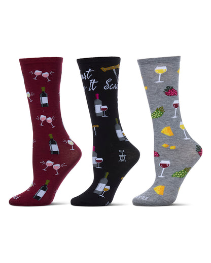 Boxed Wine 3 Pack Gift Set Crew Socks : Color: Multi