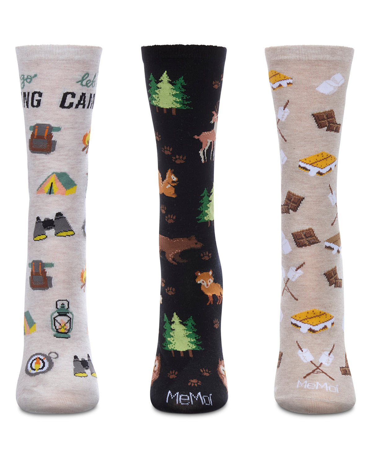 Lets Go Camping 3 Pack Gift Set Crew Socks : Color: Multi