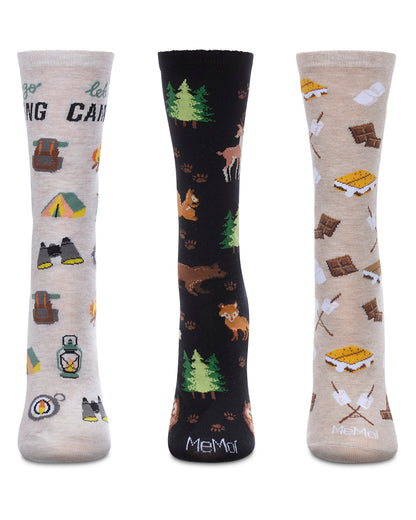 Lets Go Camping 3 Pack Gift Set Crew Socks : Color: Multi