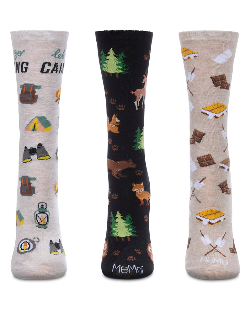 Lets Go Camping 3 Pack Gift Set Crew Socks