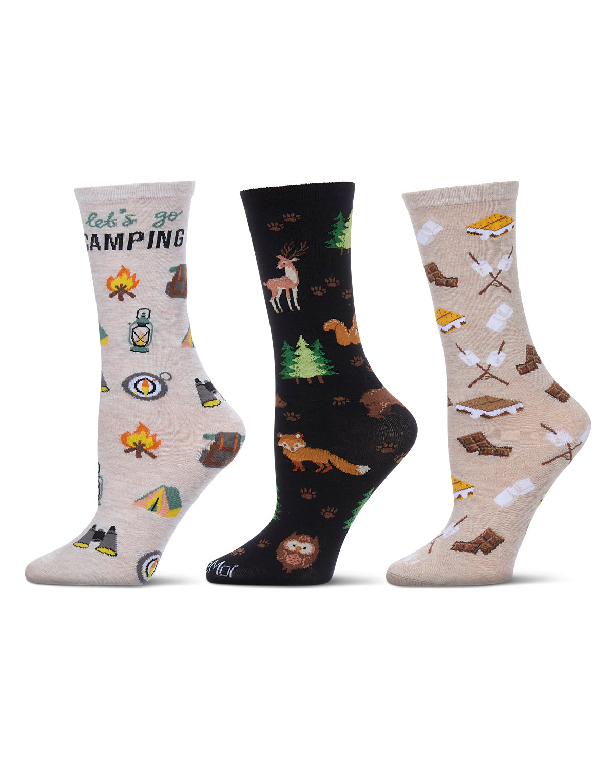 Lets Go Camping 3 Pack Gift Set Crew Socks : Color: Multi