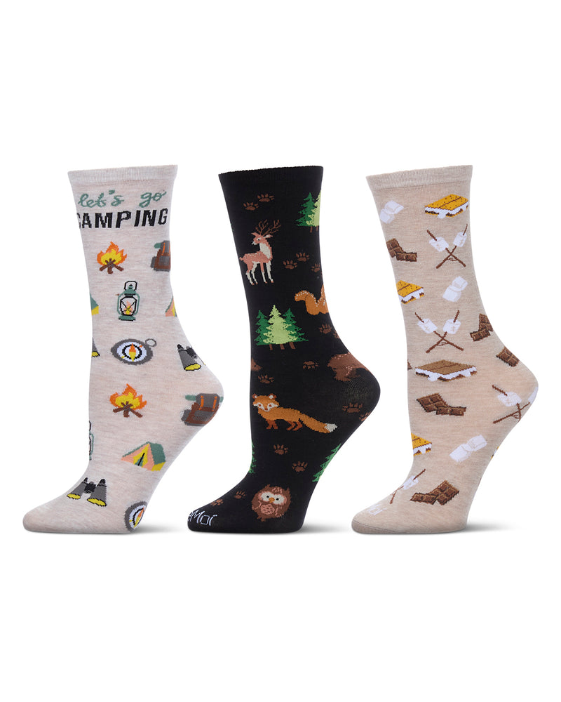 Lets Go Camping 3 Pack Gift Set Crew Socks