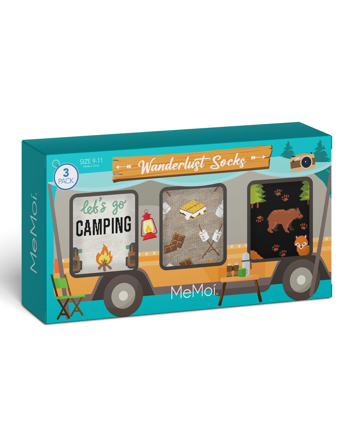 Lets Go Camping 3 Pack Gift Set Crew Socks : Color: Multi
