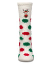 Women's Reindeer Mistle Toes Cozy Crew Socks : Color: Ivory