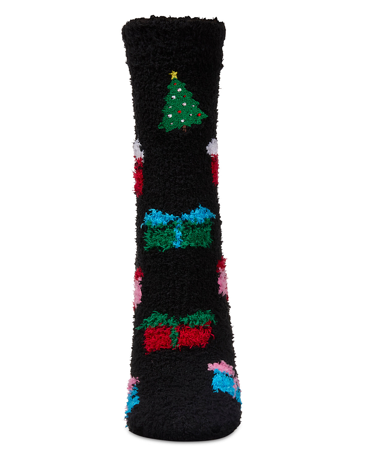 Women's Tree & Presents Mistle Toes Cozy Crew Socks : Color: Black