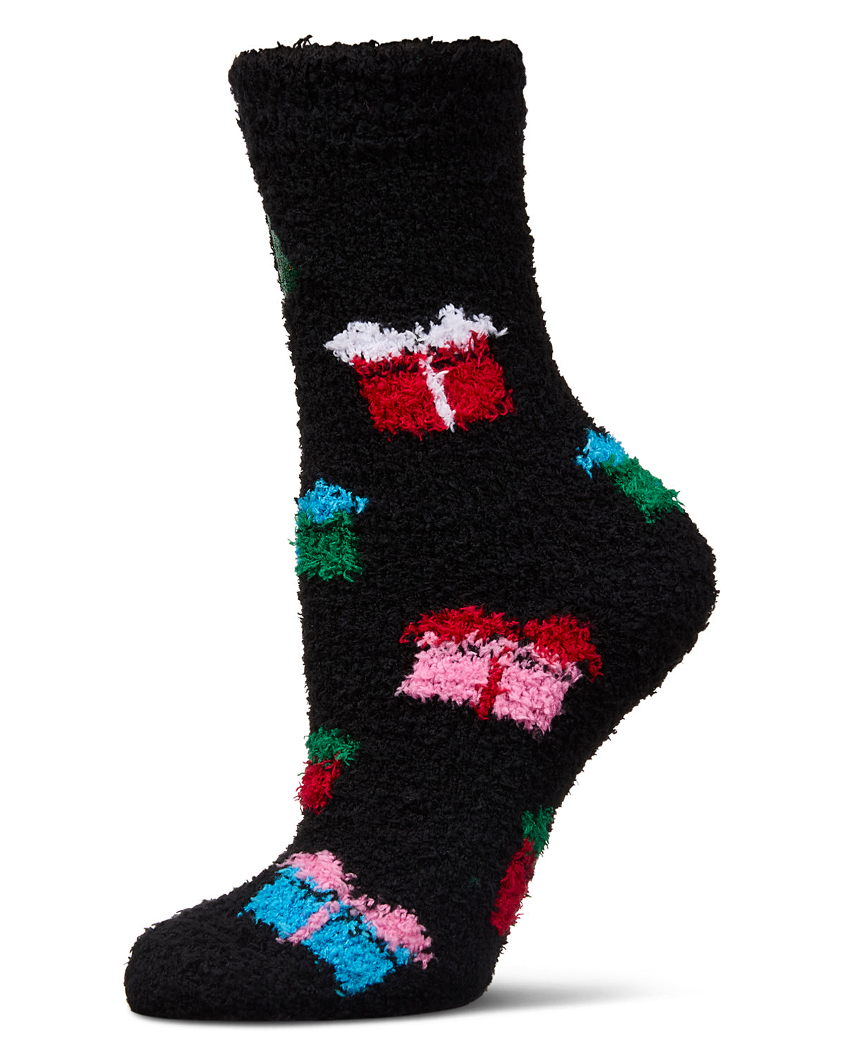 Women's Tree & Presents Mistle Toes Cozy Crew Socks : Color: Black