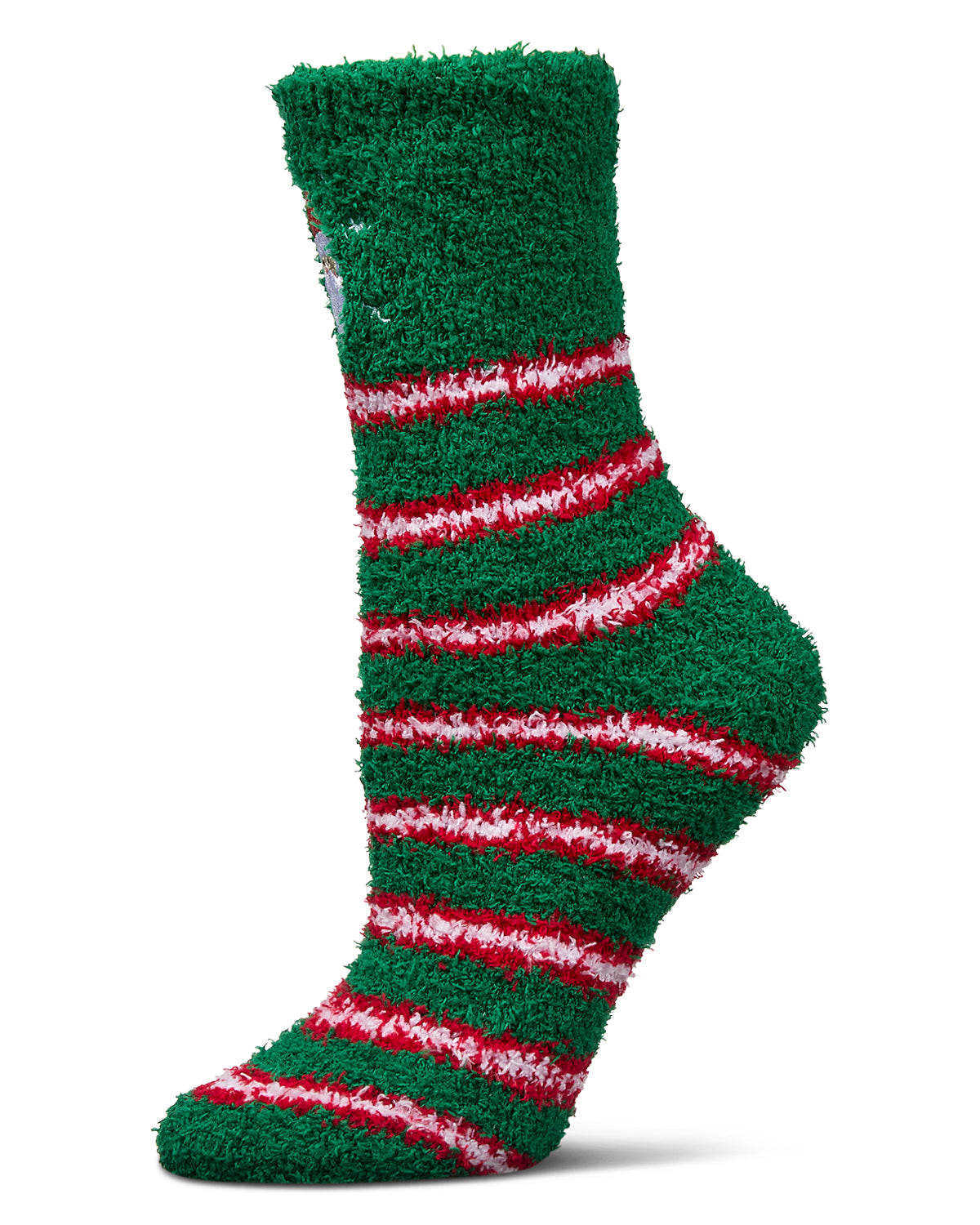 Women's Ho Ho Santa Mistle Toes Cozy Crew Socks : Color: Green