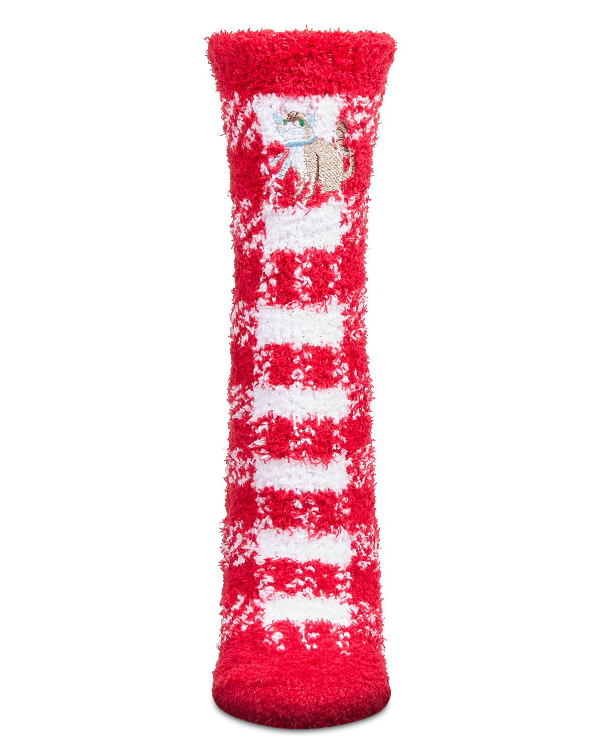 Women's Cat Mistle Toes Cozy Crew Socks : Color: Red